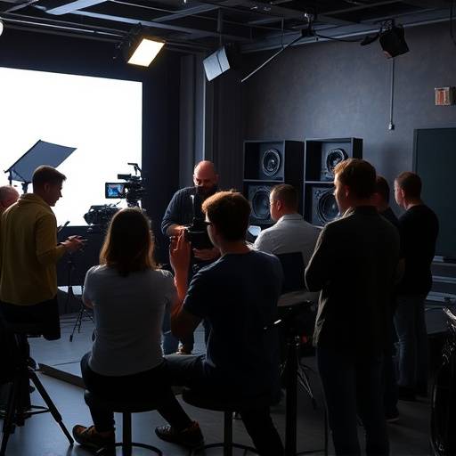 Des étudiants en salle de montage, concentrés sur leur travail de post-production.